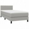 Boxspringbett mit Matratze & LED Hellgrau 100x200 cm Stoff