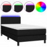 Boxspringbett mit Matratze & LED Schwarz 100x200 cm Stoff