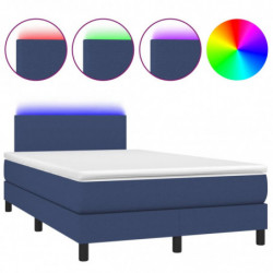 Boxspringbett mit Matratze & LED Blau 120x200 cm Stoff