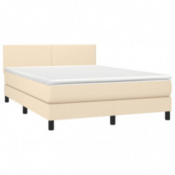 Boxspringbett mit Matratze & LED Creme 140x190 cm Stoff