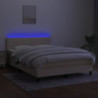 Boxspringbett mit Matratze & LED Creme 140x190 cm Stoff