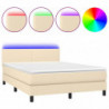 Boxspringbett mit Matratze & LED Creme 140x200 cm Stoff