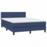 Boxspringbett mit Matratze & LED Blau 140x200 cm Stoff