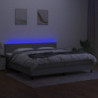 Boxspringbett mit Matratze & LED Hellgrau 200x200 cm Stoff