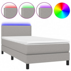 Boxspringbett mit Matratze & LED Hellgrau 80x200 cm Stoff