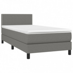 Boxspringbett mit Matratze & LED Dunkelgrau 80x200 cm Stoff