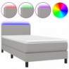 Boxspringbett mit Matratze & LED Hellgrau 90x200 cm Stoff