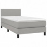 Boxspringbett mit Matratze & LED Hellgrau 90x200 cm Stoff