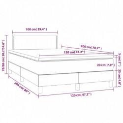 Boxspringbett mit Matratze & LED Hellgrau 120x200 cm Stoff