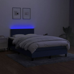 Boxspringbett mit Matratze & LED Blau 120x200 cm Stoff