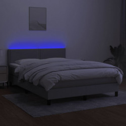 Boxspringbett mit Matratze & LED Hellgrau 140x190 cm Stoff