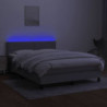 Boxspringbett mit Matratze & LED Hellgrau 140x200 cm Stoff