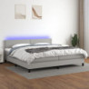 Boxspringbett mit Matratze & LED Hellgrau 200x200 cm Stoff