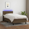 Boxspringbett mit Matratze & LED Dunkelbraun 80x200 cm Stoff