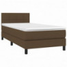 Boxspringbett mit Matratze & LED Dunkelbraun 80x200 cm Stoff