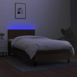 Boxspringbett mit Matratze & LED Dunkelbraun 80x200 cm Stoff