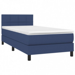 Boxspringbett mit Matratze & LED Blau 80x200 cm Stoff