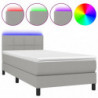 Boxspringbett mit Matratze & LED Hellgrau 90x200 cm Stoff