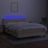 Boxspringbett mit Matratze & LED Creme 140x200 cm Stoff