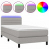 Boxspringbett mit Matratze & LED Hellgrau 90x200 cm Stoff