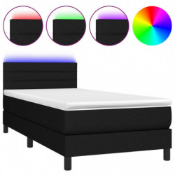 Boxspringbett mit Matratze & LED Schwarz 100x200 cm Stoff