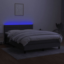 Boxspringbett mit Matratze & LED Dunkelgrau 140x190 cm Stoff