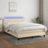 Boxspringbett mit Matratze & LED Creme 140x190 cm Stoff