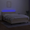 Boxspringbett mit Matratze & LED Creme 140x200 cm Stoff