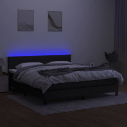 Boxspringbett mit Matratze & LED Schwarz 160x200 cm Stoff