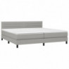 Boxspringbett mit Matratze & LED Hellgrau 200x200 cm Stoff