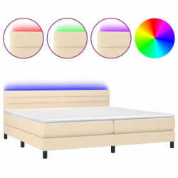 Boxspringbett mit Matratze & LED Creme 200x200 cm Stoff