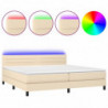 Boxspringbett mit Matratze & LED Creme 200x200 cm Stoff