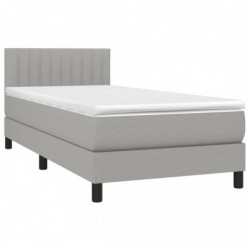 Boxspringbett mit Matratze & LED Hellgrau 100x200 cm Stoff