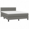 Boxspringbett mit Matratze & LED Dunkelgrau 140x190 cm Stoff