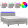 Boxspringbett mit Matratze & LED Hellgrau 140x200 cm Stoff