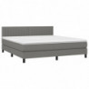 Boxspringbett mit Matratze & LED Dunkelgrau 160x200 cm Stoff