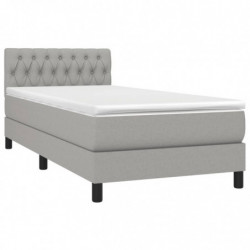 Boxspringbett mit Matratze & LED Hellgrau 90x200 cm Stoff