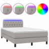 Boxspringbett mit Matratze & LED Hellgrau 120x200 cm Stoff