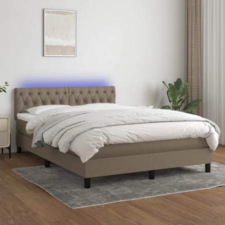 Boxspringbett mit Matratze & LED Taupe 140x200 cm Stoff