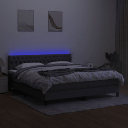 Boxspringbett mit Matratze & LED Dunkelgrau 160x200 cm Stoff