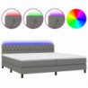 Boxspringbett mit Matratze & LED Dunkelgrau 200x200 cm Stoff