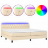 Boxspringbett mit Matratze & LED Creme 200x200 cm Stoff