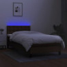 Boxspringbett mit Matratze & LED Dunkelbraun 80x200 cm Stoff