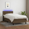 Boxspringbett mit Matratze & LED Dunkelbraun 90x200 cm Stoff