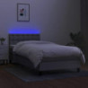 Boxspringbett mit Matratze & LED Hellgrau 100x200 cm Stoff