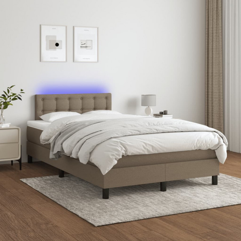 Boxspringbett mit Matratze & LED Taupe 120x200 cm Stoff