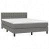 Boxspringbett mit Matratze & LED Dunkelgrau 140x200 cm Stoff