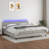 Boxspringbett mit Matratze & LED Hellgrau 200x200 cm Stoff