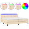 Boxspringbett mit Matratze & LED Creme 200x200 cm Stoff