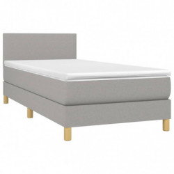 Boxspringbett mit Matratze & LED Hellgrau 80x200 cm Stoff